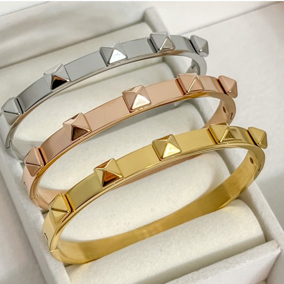 Geometric Jewelry Pyramid Bangle Bracelet Rockstar Jewelry Bangle Bracelets - Picture 6 of 11